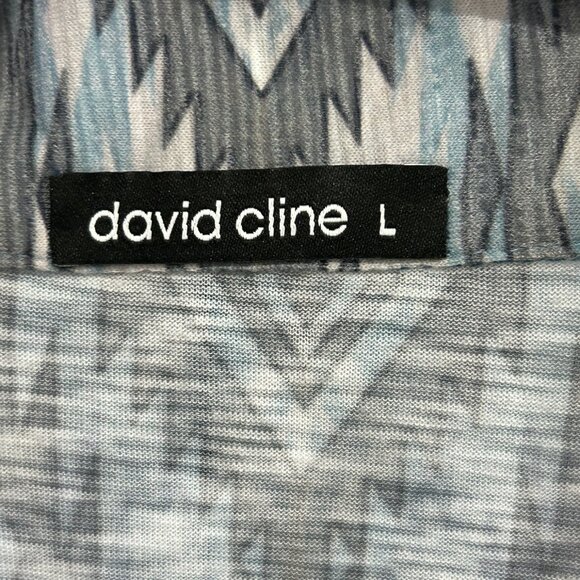 David Cline Womens Steel Blue Button-Up Shirt L Rhinestone Accents Lightweight - Picture 5 of 10